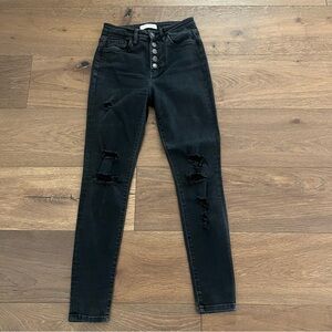 Flying Monkey Skinny Jeans Destructed Black Wash Size 26